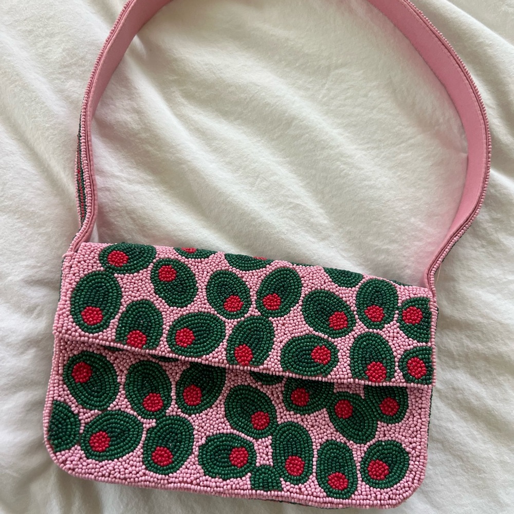 Anthropologie Olive Beaded Shoulder Bag🫒🍸